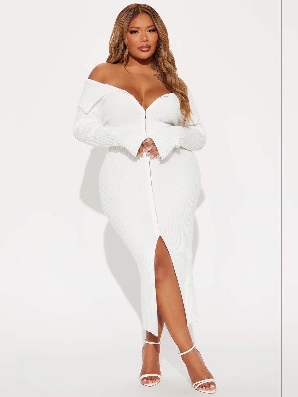 On a Mission Sweater Midi Dress - Ivory 1X
